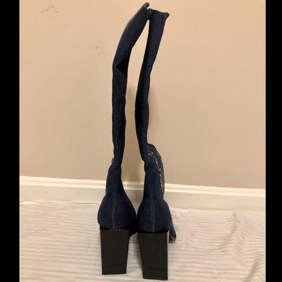 Rare vintage denim Fubu rhinestone flame boots - Picture 2 of 4